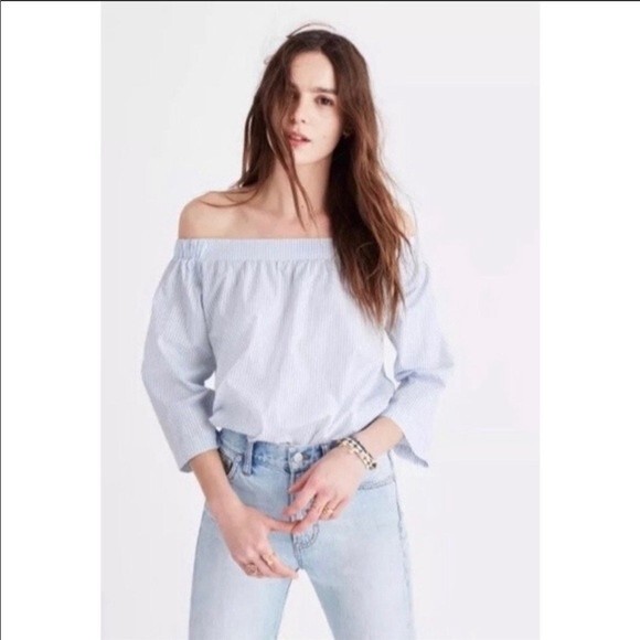 Madewell Clean Off-The_Shoulder Top in stripe - Picture 3 of 6